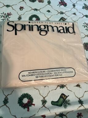 NEW Vintage Springmaid Queen Flat Sheet Peach NIP Deadstock